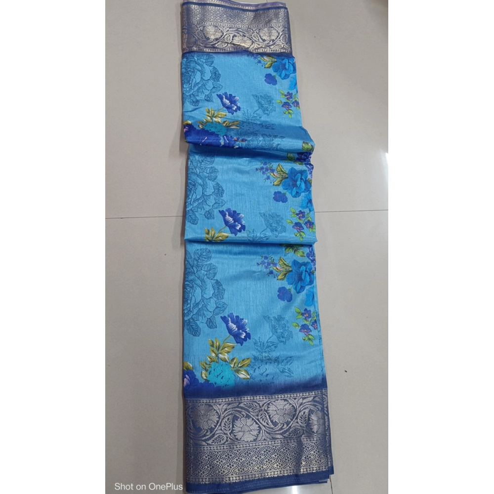 BSB98-SANW1073-Main-1000x1000-1.webp Women's Digital Dolla Silk Printed Saree With Unstitched Blouse 5.5Mtr (Sky Blue) - Image 1