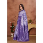 Women's Banarasi Silk Jaquard Woven Saree With Unstitched Blouse 5.5Mtr (Purple) - Image 2