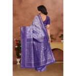 Women's Banarasi Silk Jaquard Woven Saree With Unstitched Blouse 5.5Mtr (Purple) - Image 4