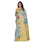 Women's Banarasi Silk Jaquard Woven Saree With Unstitched Blouse 5.5Mtr (Yellow) - Image 5