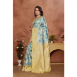 Women's Banarasi Silk Jaquard Woven Saree With Unstitched Blouse 5.5Mtr (Yellow) - Image 2