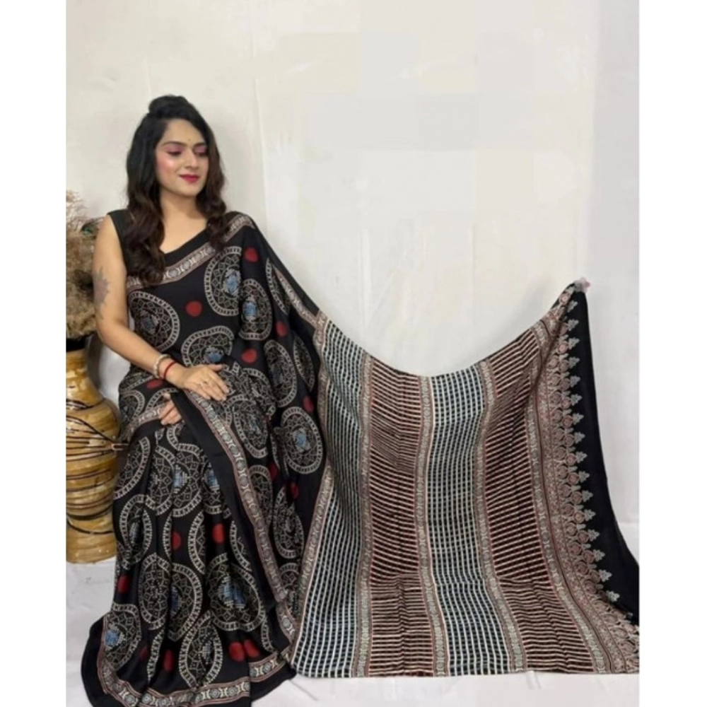 PID-62462-Generic-Women-s-Satin-Printed-Saree-With-Unstitched-Blouse-5-5-Mtr-Black-1-1-1000x1000-1.webp Women's Satin Printed Saree With Unstitched Blouse 5.5Mtr (Black) - Image 1