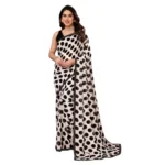 Women's Georgette Printed Saree With Unstitched Blouse 5.5Mtr (Black)