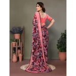 Women's Chiffon Printed Saree With Unstitched Blouse 5.5Mtr (Pink) - Image 2