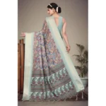 Women's Cotton Silk  Printed Saree With Unstitched Blouse 5.5Mtr (Multicolor) - Image 2