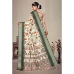 Women's Cotton Silk  Printed Saree With Unstitched Blouse 5.5Mtr (Green) - Image 4
