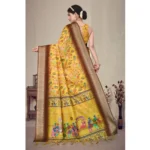Women's Cotton Silk  Printed Saree With Unstitched Blouse 5.5Mtr (Yellow) - Image 2