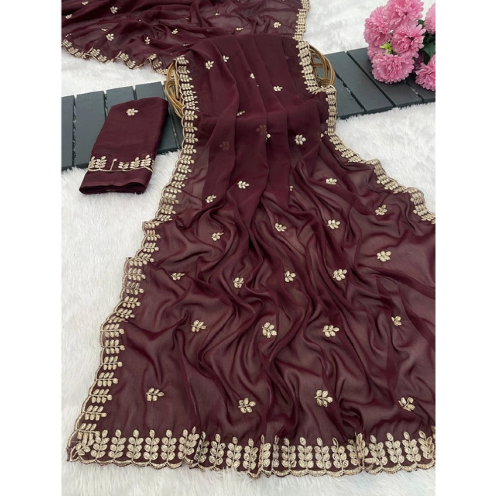 PID-64684-Women-s-Geogette-Embroidered-Saree-With-Unstitched-Blouse-5-5-Mtr-Maroon-1-1000x1000-1.webp Women's Georgette Embroidered Saree With Unstitched Blouse 5.5Mtr (Maroon) - Image 1