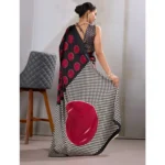 Women's Satin Crepe Printed Saree With Unstitched Blouse 5.5Mtr (Maroon) - Image 2