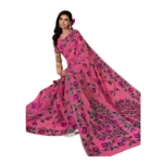 Women's Georgette Printed Saree With Unstitched Blouse 5.5Mtr (Pink) - Image 2