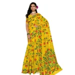 Women's Georgette Printed Saree With Unstitched Blouse 5.5Mtr (Yellow)