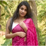 Women's Georgette Printed Saree With Unstitched Blouse 5.5Mtr (Pink) - Image 4