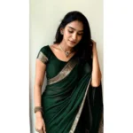 Women's Vichitra Silk Printed Saree With Unstitched Blouse 5.5Mtr (Green) - Image 2