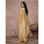 Women's Cotton Printed Saree With Unstitched Blouse 5.5Mtr (Golden) - Image 2
