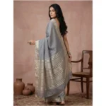 Women's Cotton Printed Saree With Unstitched Blouse 5.5Mtr (Gray) - Image 2