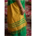 Women's Cotton Printed Saree With Unstitched Blouse 5.5Mtr (Green) - Image 4