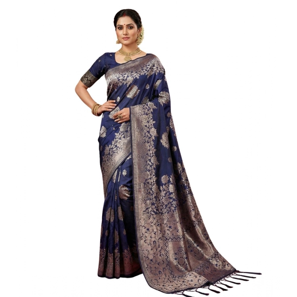 PID-65253-Women-s-Silk-Blend-Printed-Saree-With-Unstitched-Blouse-5-5-Mtr-Navy-Blue-1-1000x1000-1.webp Women's Silk Blend Printed Saree With Unstitched Blouse 5.5Mtr (Navy Blue) - Image 1