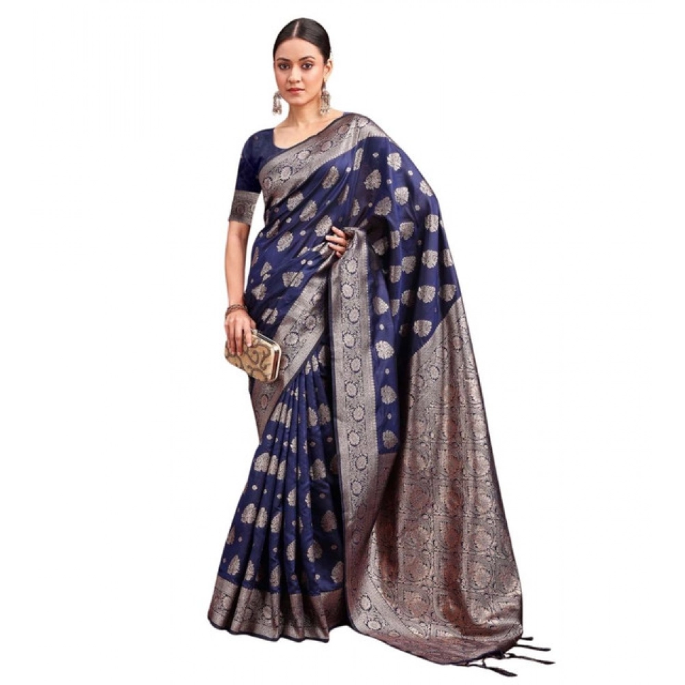PID-65257-Women-s-Banarasi-Silk-Printed-Saree-With-Unstitched-Blouse-5-5-Mtr-Navy-Blue-1-1000x1000-1.webp Women's Banarasi Silk Printed Saree With Unstitched Blouse 5.5Mtr (Navy Blue) - Image 1