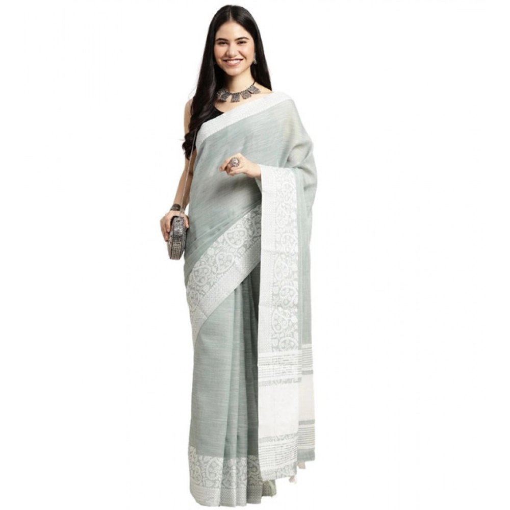 PID-65279-Women-s-Linen-Printed-Saree-With-Unstitched-Blouse-5-5-Mtr-Sea-Green-1-1000x1000-1.webp Women's Linen Printed Saree With Unstitched Blouse 5.5Mtr (Sea Green) - Image 1