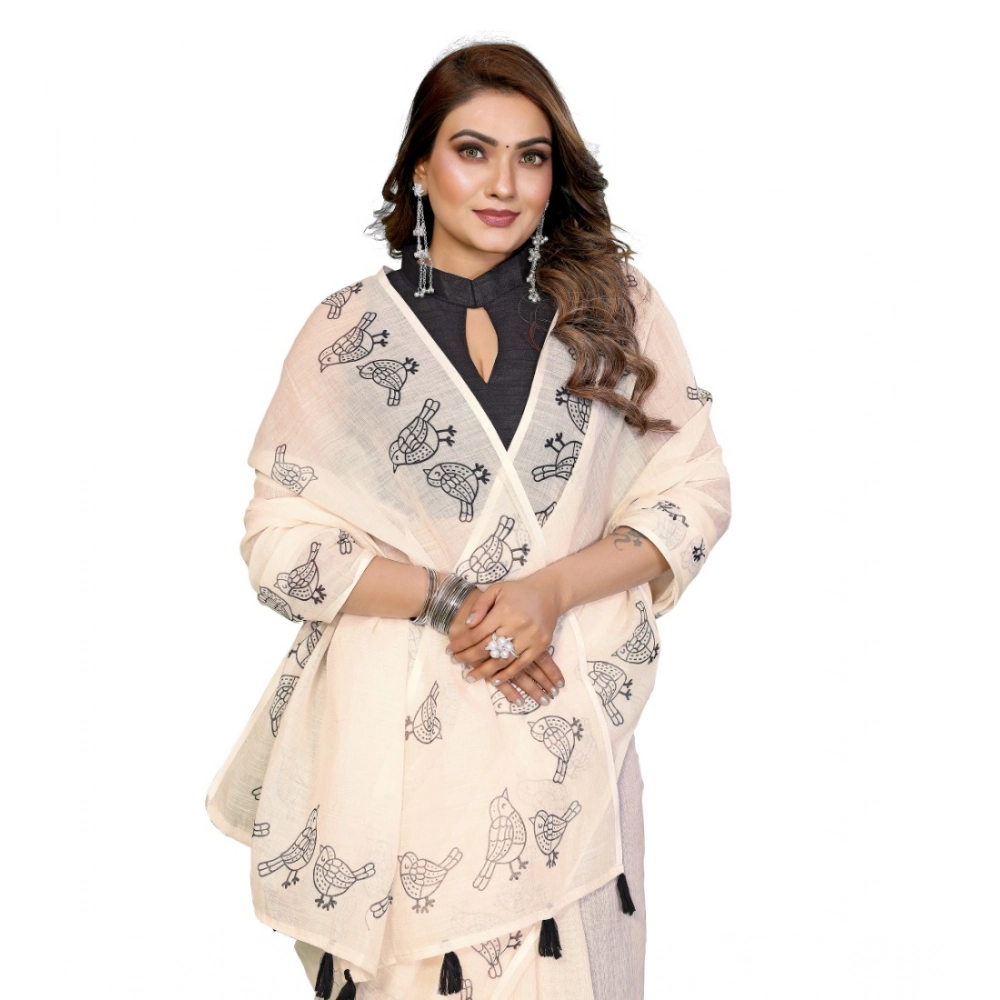 PID-66186-Women-s-Soft-Linen-Cotton-Printed-Saree-With-Unstitched-Blouse-5-5-Mtr-Off-White-4-1000x1000-1.webp Women's Linen Cotton Printed Saree With Unstitched Blouse 5.5Mtr (Off White) - Image 1
