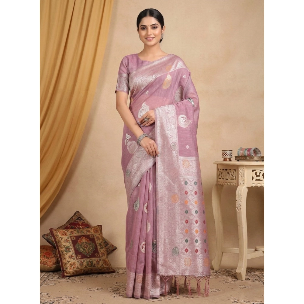 PID-67034-Women-s-Linen-Cotton-Printed-Saree-With-Unstitched-Blouse-5-5-Mtr-Purple-1-1000x1000-1.webp Women's Linen Cotton Printed Saree With Unstitched Blouse 5.5Mtr (Purple) - Image 1