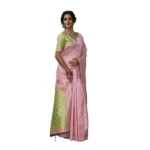 Women's Linen Cotton Printed Saree With Unstitched Blouse 5.5Mtr (Pink) - Image 4
