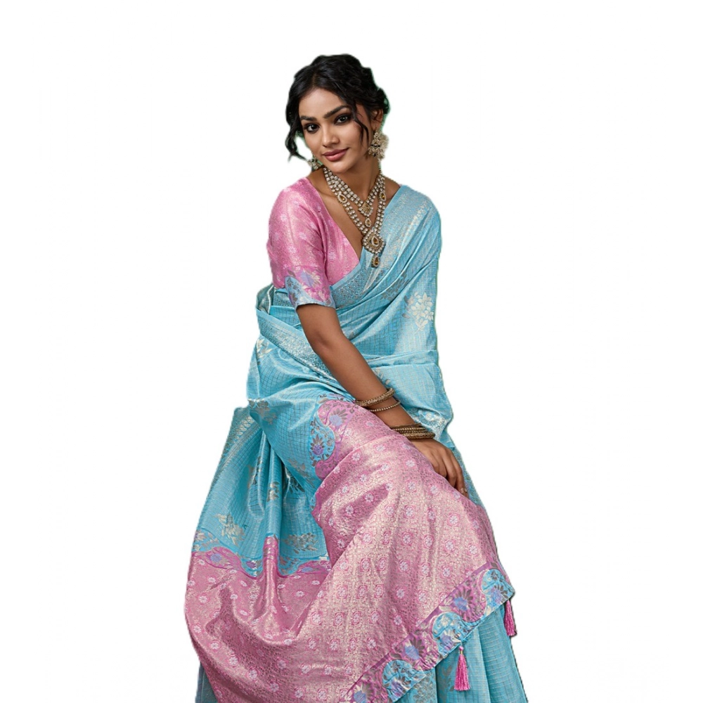 PID-67040-Women-s-Linen-Cotton-Printed-Saree-With-Unstitched-Blouse-5-5-Mtr-Sky-Blue-1-1000x1000-1.webp Women's Linen Cotton Printed Saree With Unstitched Blouse 5.5Mtr (Sky Blue) - Image 1