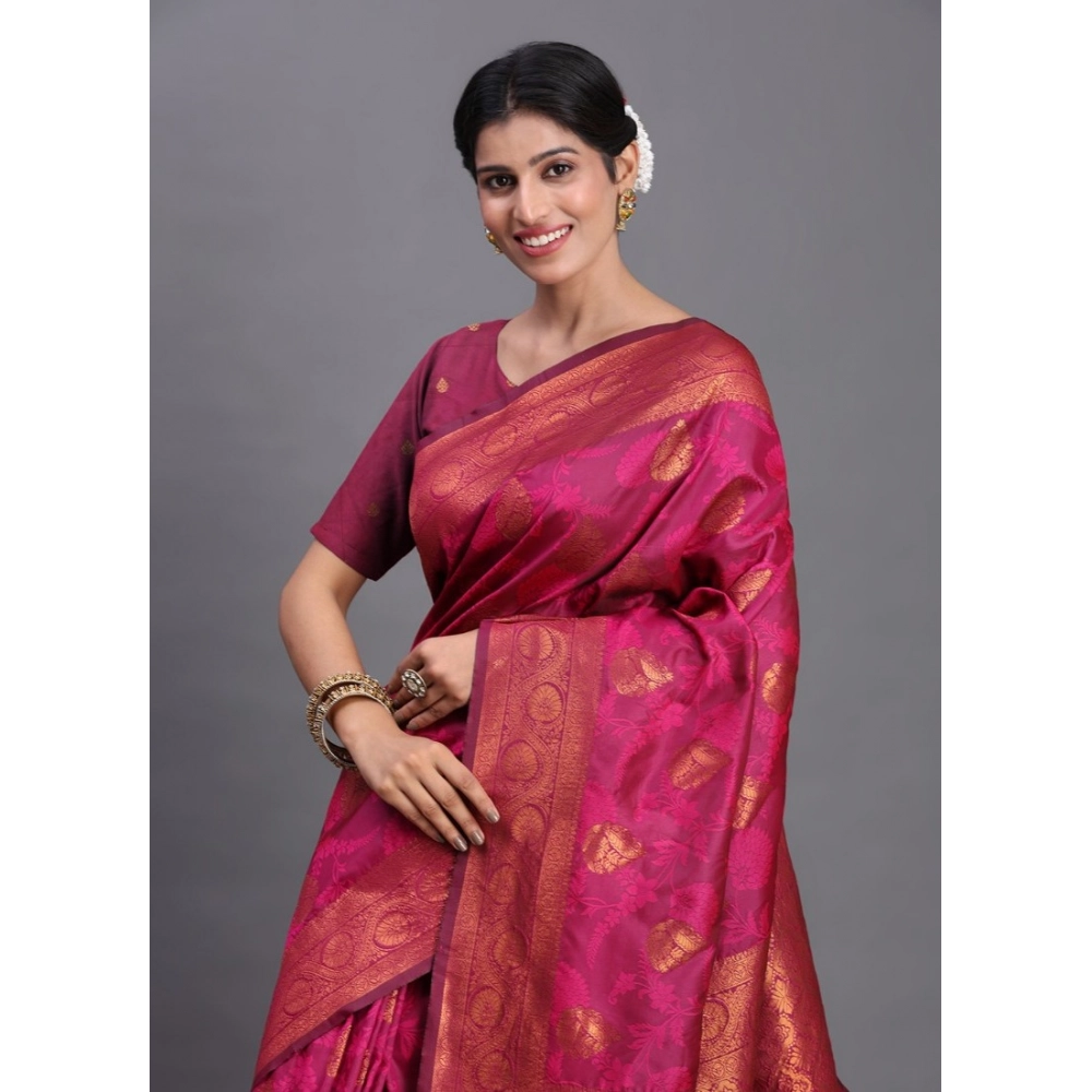PID-67060-Women-s-Silk-Printed-Saree-With-Unstitched-Blouse-5-5-Mtr-Peach-1-1000x1000-1.webp Women's Silk Printed Saree With Unstitched Blouse 5.5Mtr (Magenta) - Image 1