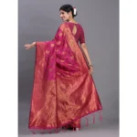Women's Silk Printed Saree With Unstitched Blouse 5.5Mtr (Magenta) - Image 3