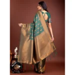 Women's Banarasi Silk Printed Saree With Unstitched Blouse 5.5Mtr (Green) - Image 3