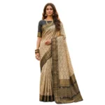 Women's Cotton Printed Saree With Unstitched Blouse 5.5Mtr (Multicolor) - Image 2
