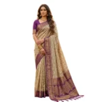 Women's Cotton Printed Saree With Unstitched Blouse 5.5Mtr (Multicolor) - Image 2
