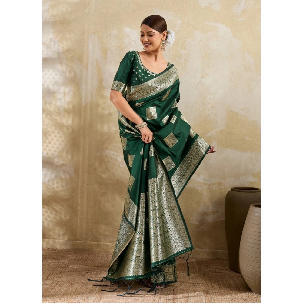PID-67085-Women-s-Silk-Blend-Printed-Saree-With-Unstitched-Blouse-5-5-Mtr-Dark-Green-1-1000x1000-1.webp Women's Silk Blend Printed Saree With Unstitched Blouse 5.5Mtr (Dark Green) - Image 1