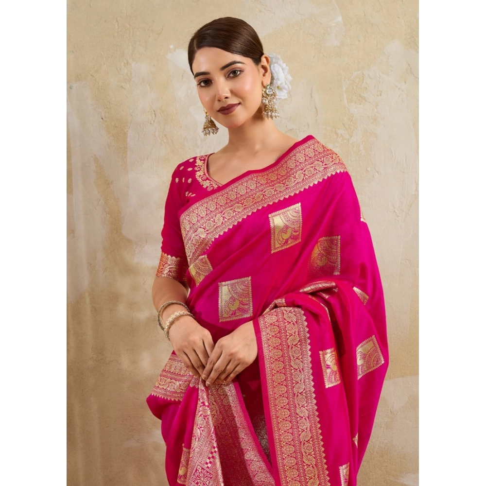 PID-67090-Women-s-Silk-Blend-Printed-Saree-With-Unstitched-Blouse-5-5-Mtr-Magenta-1-1000x1000-1.webp Women's Silk Blend Printed Saree With Unstitched Blouse 5.5Mtr (Magenta) - Image 1