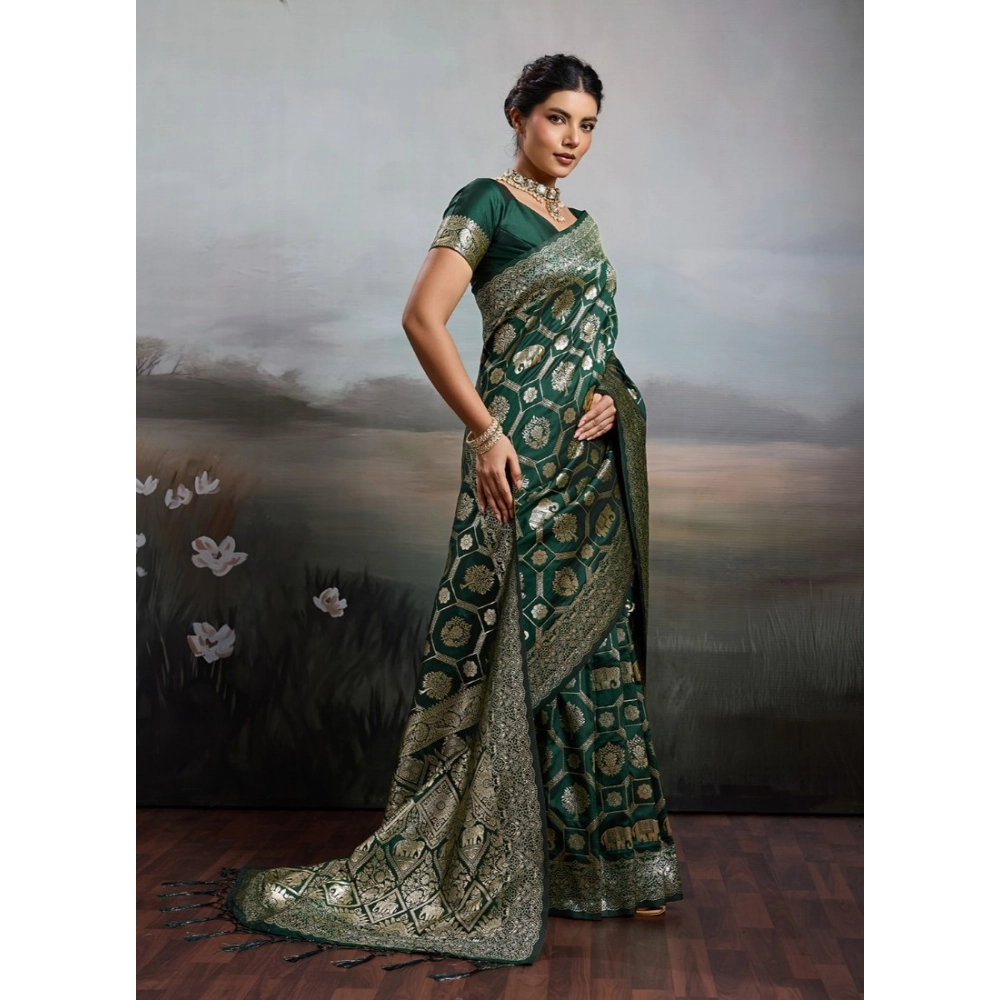 PID-67091-Women-s-Silk-Blend-Printed-Saree-With-Unstitched-Blouse-5-5-Mtr-Bottal-Green-1-1000x1000-1.webp Women's Silk Blend Printed Saree With Unstitched Blouse 5.5Mtr (Bottel Green) - Image 1