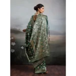 Women's Silk Blend Printed Saree With Unstitched Blouse 5.5Mtr (Bottel Green) - Image 3