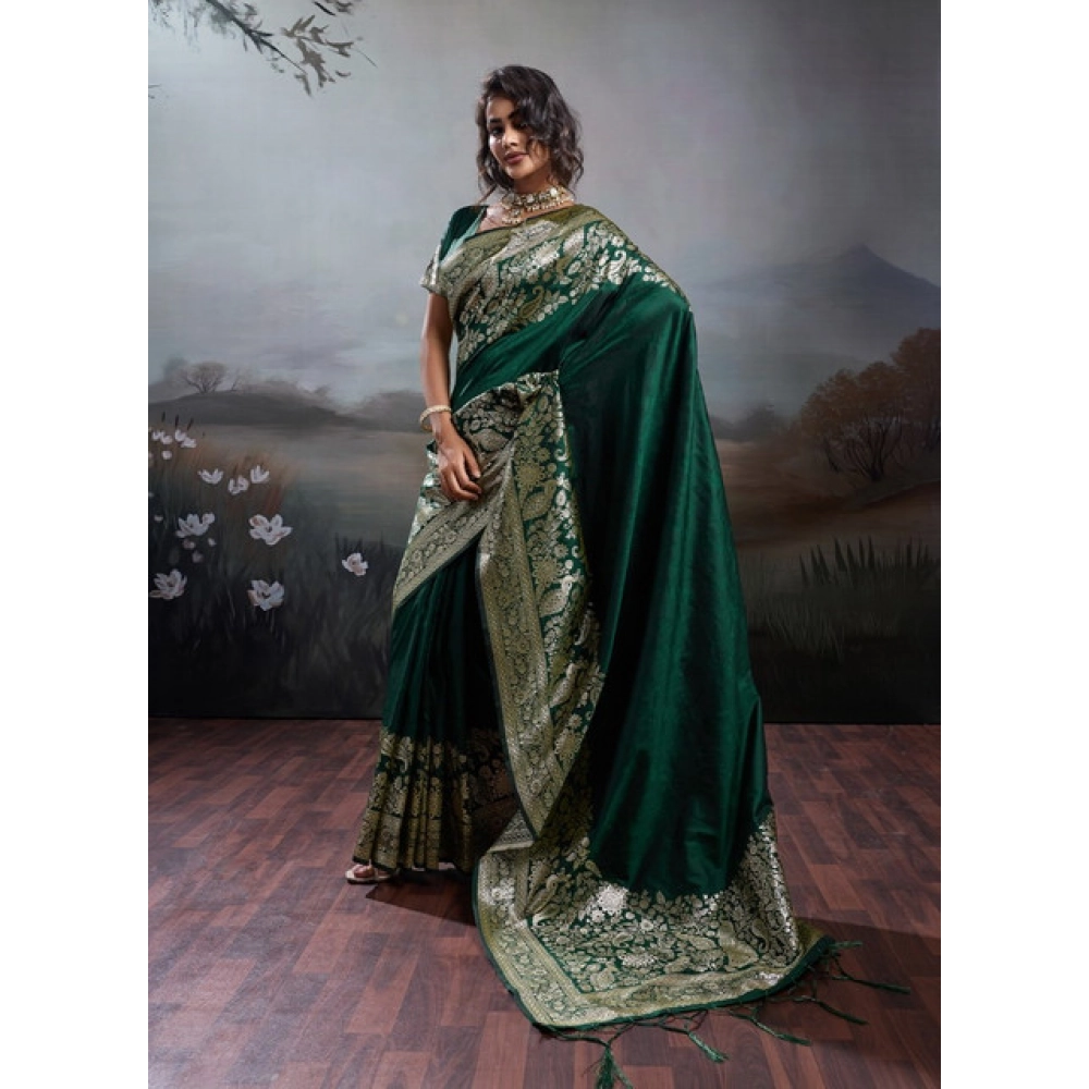 PID-67102-Women-s-Silk-Blend-Printed-Saree-With-Unstitched-Blouse-5-5-Mtr-Dark-Green-1-1000x1000-1.webp Women's Silk Blend Printed Saree With Unstitched Blouse 5.5Mtr (Dark Green) - Image 1