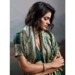 Women's Silk Blend Printed Saree With Unstitched Blouse 5.5Mtr (Dark Green) - Image 4