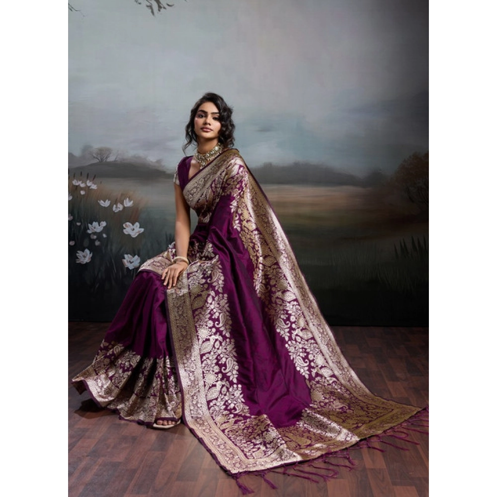 PID-67103-Women-s-Silk-Blend-Printed-Saree-With-Unstitched-Blouse-5-5-Mtr-Wine-1-1000x1000-1.webp Women's Silk Blend Printed Saree With Unstitched Blouse 5.5Mtr (Wine) - Image 1