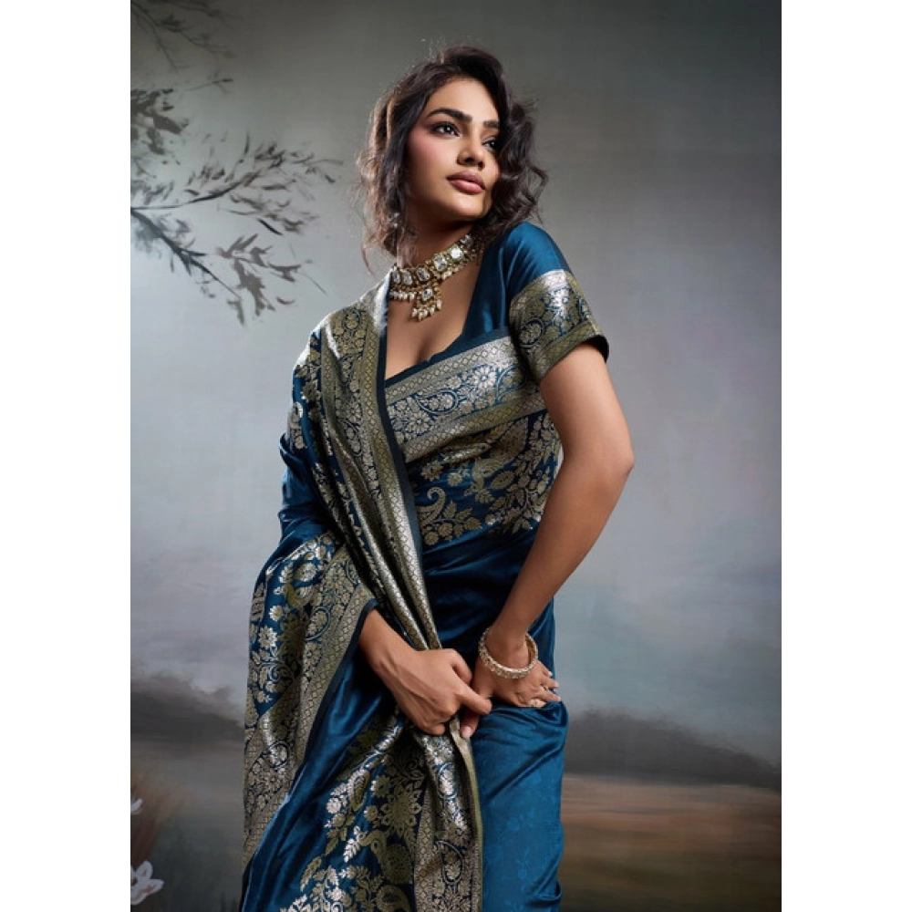 PID-67104-Women-s-Silk-Blend-Printed-Saree-With-Unstitched-Blouse-5-5-Mtr-Navy-Blue-1-1000x1000-1.webp Women's Silk Blend Printed Saree With Unstitched Blouse 5.5Mtr (Navy Blue) - Image 1