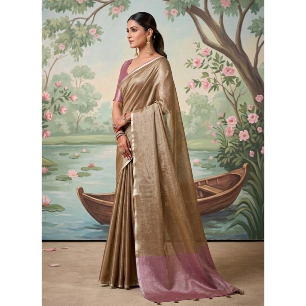 PID-67109-Women-s-Tissue-Silk-Soild-Saree-With-Unstitched-Blouse-5-5-Mtr-Brown-1-1000x1000-1.webp Women's Tissue Silk Solid Saree With Unstitched Blouse 5.5Mtr (Brown) - Image 1