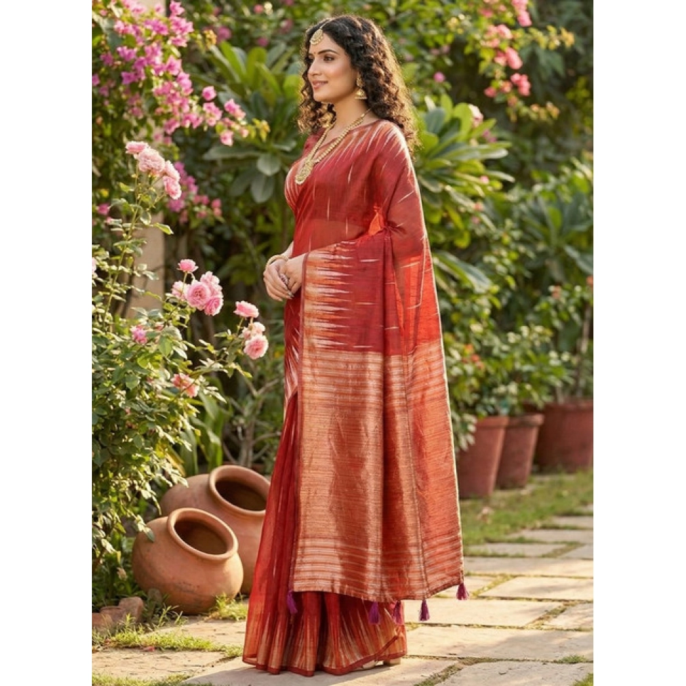 PID-67124-Women-s-Linen-Cotton-Printed-Saree-With-Unstitched-Blouse-5-5-Mtr-Red-1-1000x1000-1.webp Women's Linen Cotton Printed Saree With Unstitched Blouse 5.5Mtr (Red) - Image 1