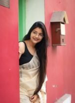 Women's Linen Printed Saree With Unstitched Blouse - 5.5 Mtr (Cream) - Image 3