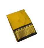 Women's Cotton Silk Striped Saree With Unstitched Blouse - 5.5 Mtr (Mustard Yellow-Black) - Image 2