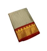 Women's Cotton Silk Striped Saree With Unstitched Blouse - 5.5 Mtr (Beige-Red) - Image 2