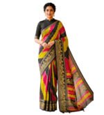 Women's Silk Kalamkari Printed Saree With Unstitched Blouse - 5.5 Mtr (Multicolor) - Image 2