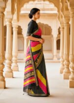 Women's Silk Kalamkari Printed Saree With Unstitched Blouse - 5.5 Mtr (Multicolor) - Image 4
