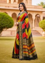 Women's Silk Kalamkari Printed Saree With Unstitched Blouse - 5.5 Mtr (Multicolor) - Image 4