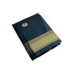 Women's Cotton Silk Solid Saree With Unstitched Blouse - 5.5 Mtr (Black) - Image 2