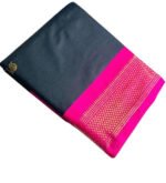 Women's Cotton Silk Solid Saree With Unstitched Blouse - 5.5 Mtr (Black-Pink) - Image 2